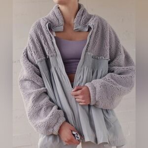 Free People Movement Gray Sherpa OVERSIZED Jacket